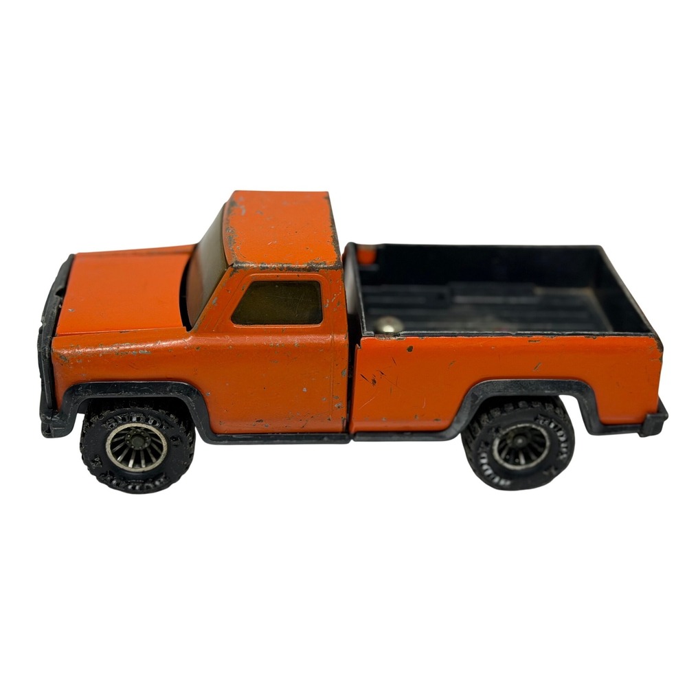 VTG Buddy L Die Cast Pickup Truck Orange Metal Toy Vehicle Tow Hitch 1970s 1980s